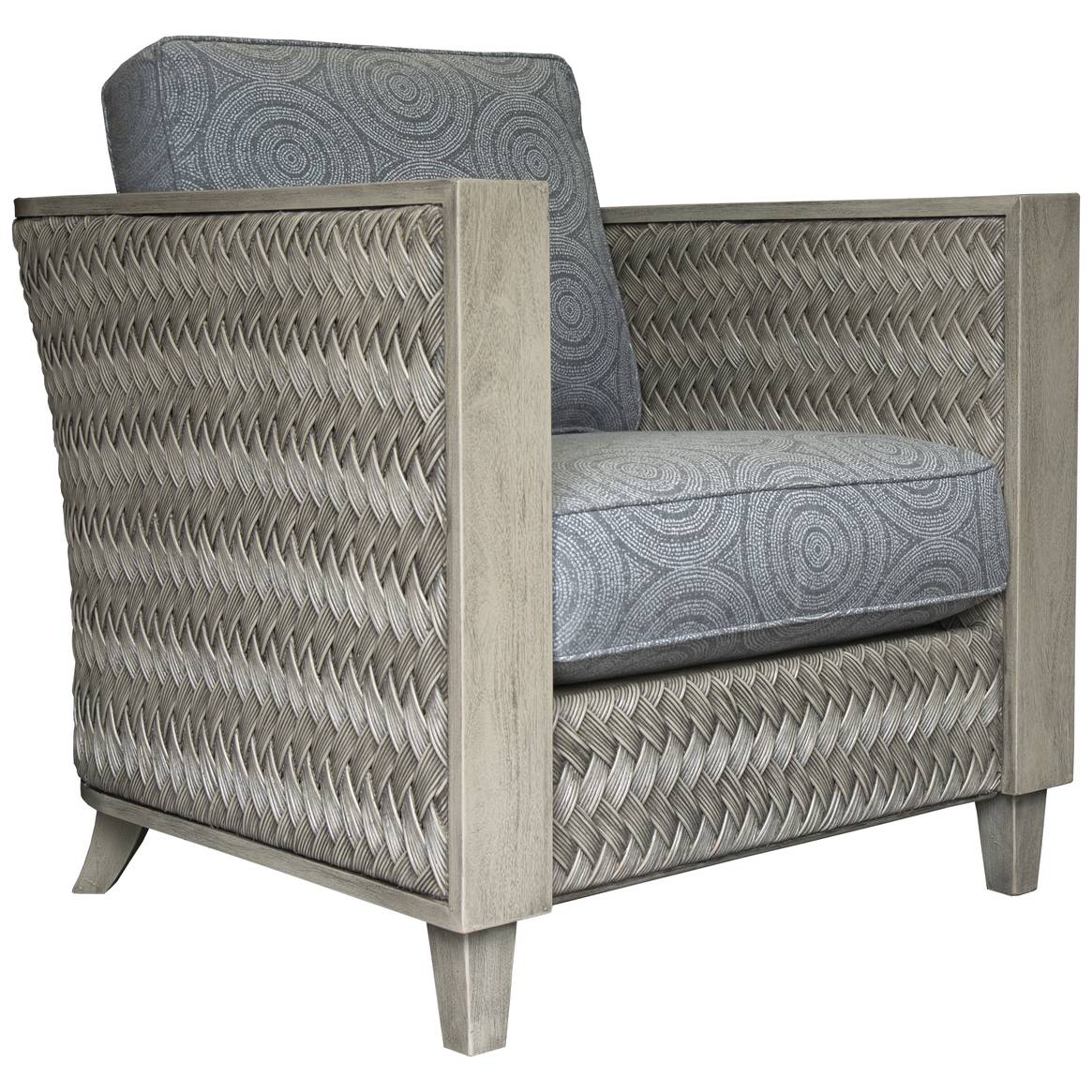 Rattan and Wood Occasional Chair Chair in Distressed Grey Finish Model OC384 by Capris Furniture