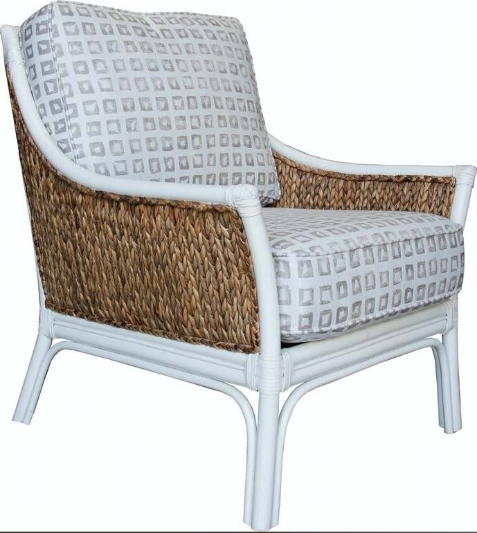 Countryside White Rattan and Natural Wicker Weave Occassional Chair Model OC734 from Capris Furniture