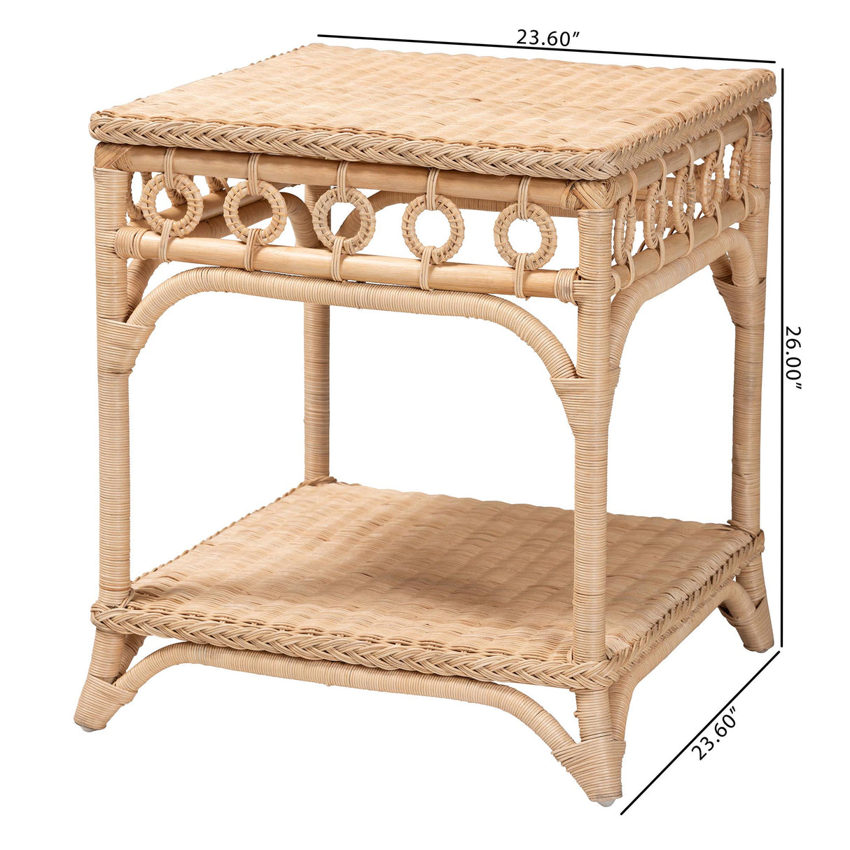 Vanuta Braided Natural Rattan End Table by Wicker Fair