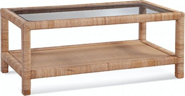 Pine Isle Rattan and Wicker Coffee Table Model 1023-072 Made in the USA by Braxton Culler