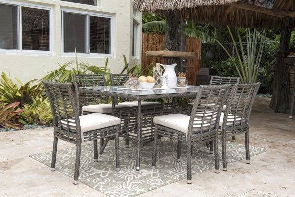 Outdoor Graphite 7 Pc Dining Set with Cushions by Panama Jack Model PJO-1601-GRY-7DS-CUSH