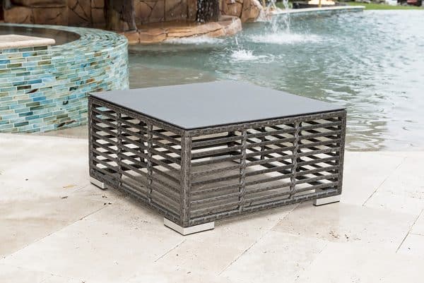 Outdoor Graphite Square Coffee Table with glass by Panama Jack Model PJO-1601-GRY-CT-GL