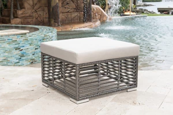 Outdoor Graphite Square Ottoman with Cushion by Panama Jack Model PJO-1601-GRY-OT