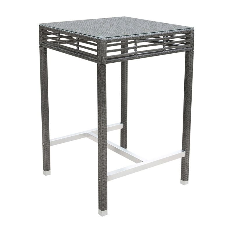 Panama Jack Outdoor Graphite Square Pub Table with Glass by Hospitality Rattan Model PJO-1601-GRY-PT