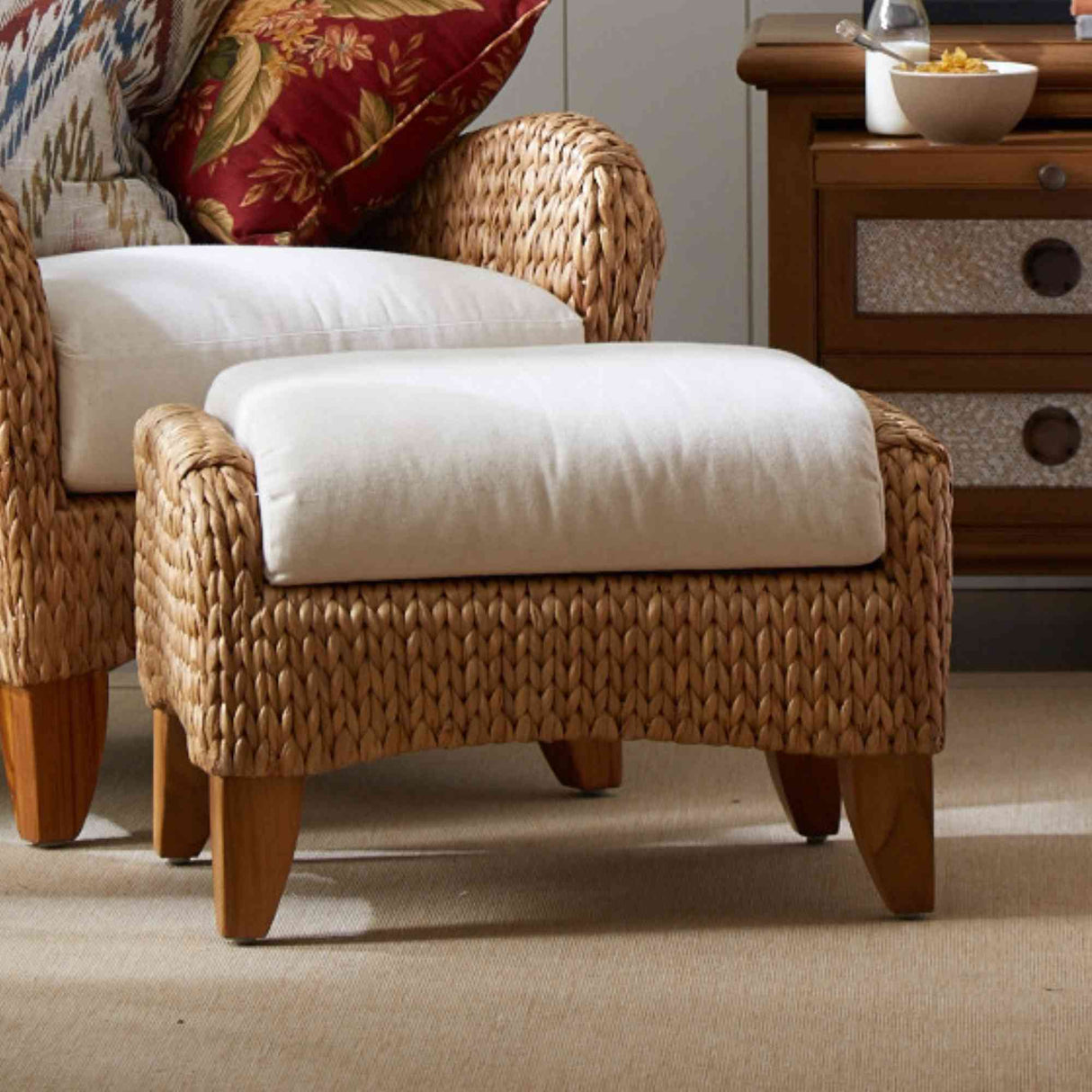 Ameilia Indoor Ottoman Model PJS-1901-NAT-OT by Panama Jack