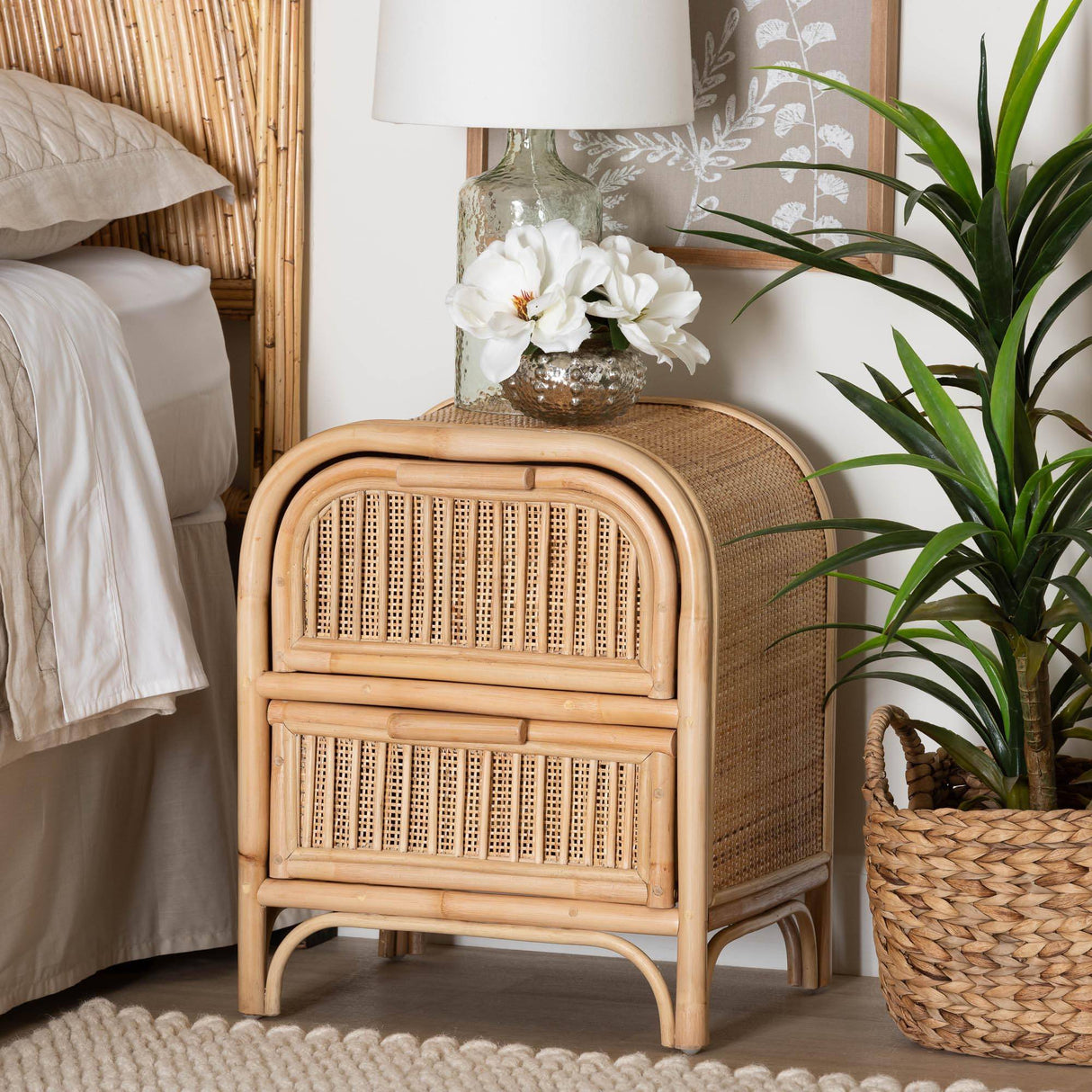 Panhandle Wicker Fair Rattan Nightstand or End Table