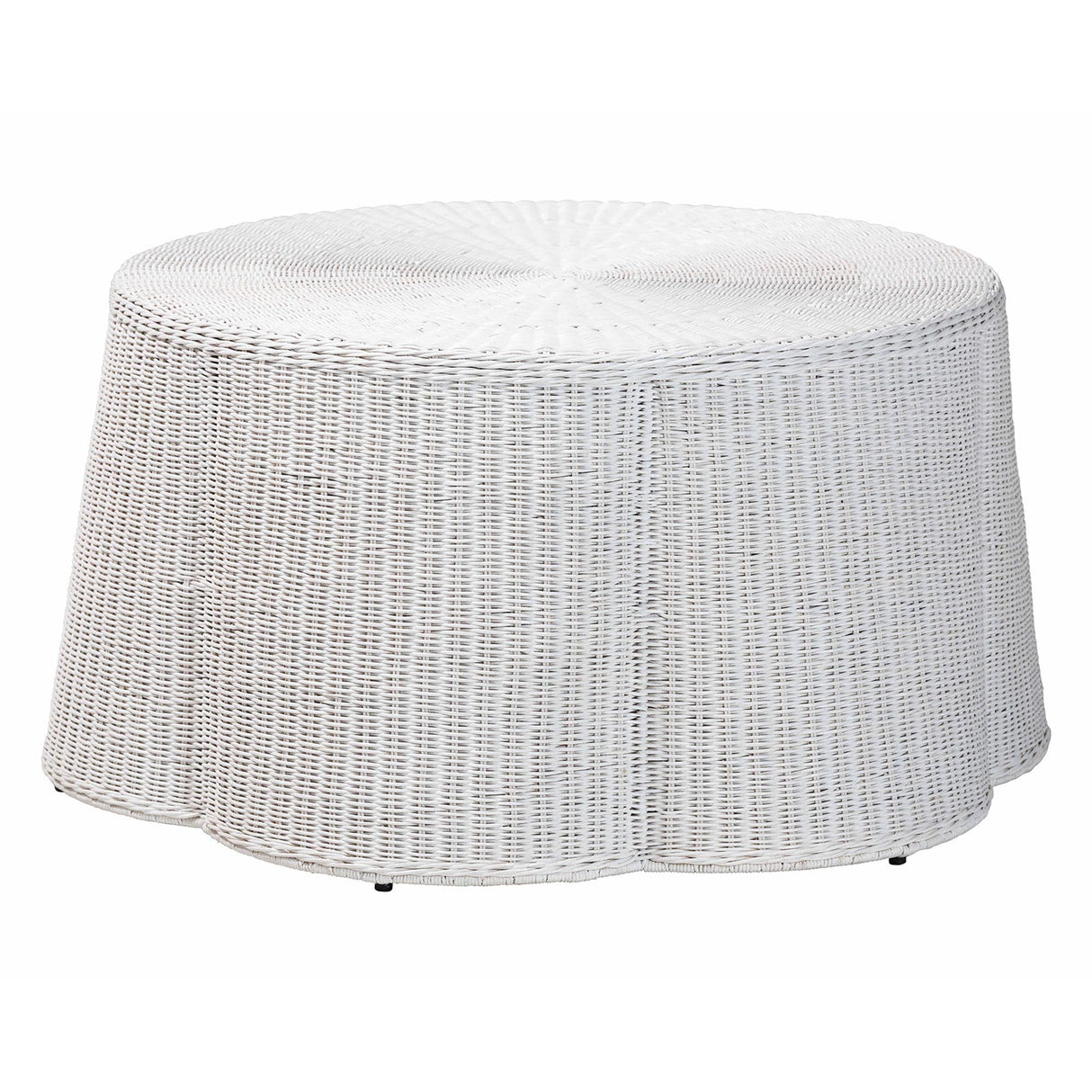 Palm Scalloped Rattan Coffee Table by Wicker Fair