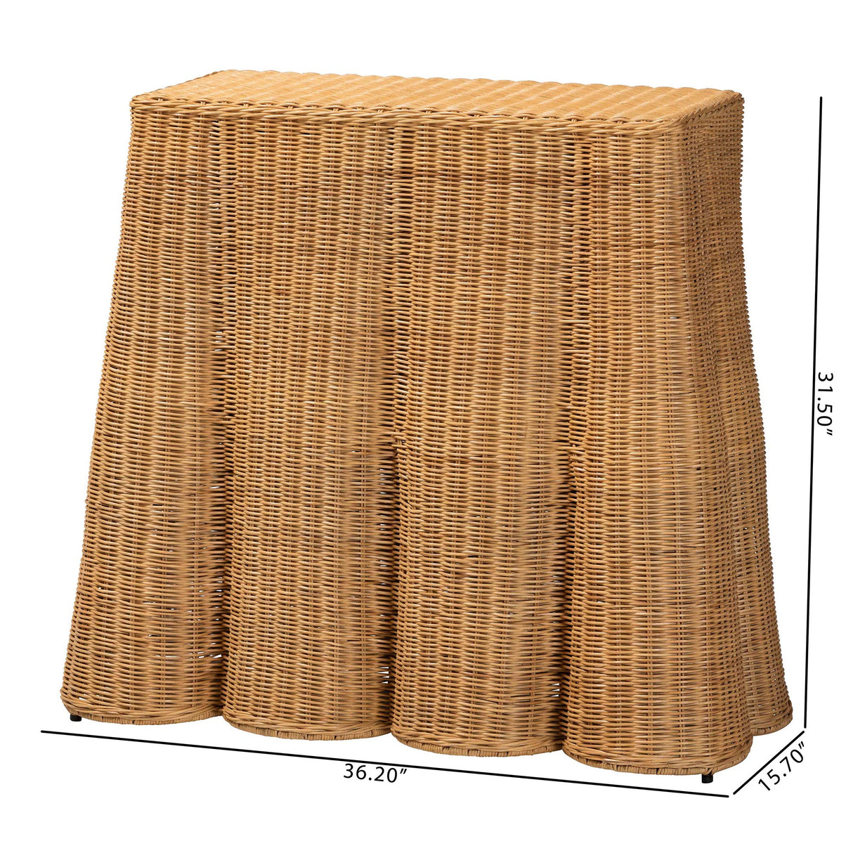 Cove Scallop Natural Rattan Console Table by Wicker Fair