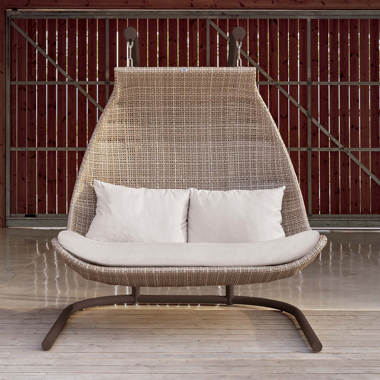 Paloma Outdoor Double Hanging Chair with Sunbrella Cushion Model 23914-SSFF-CUSH by Skyline Design