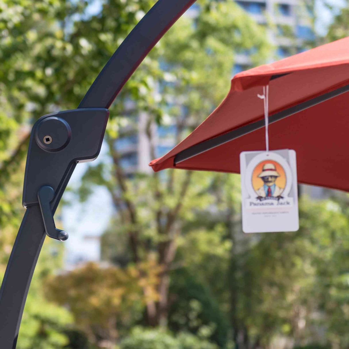 11.5 Ft Cantilever Sunbrella Terracotta 360 Umbrella w/Movable Base Model PJO-6115-TERRA-UM-2PC by Panama Jack