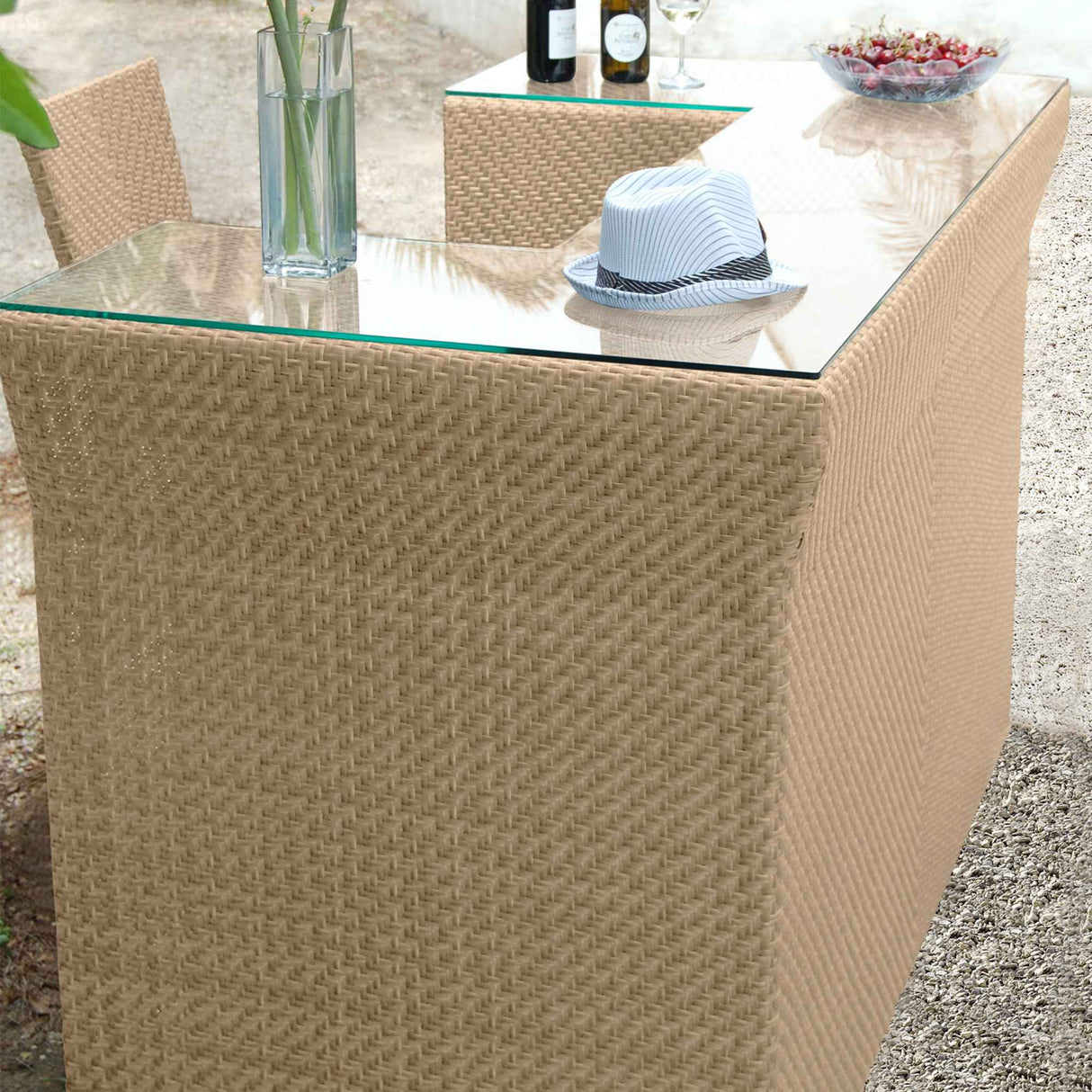 Austin Outdoor Bar with Glass Model PJO-3801-NAT-BC-GL by Panama Jack
