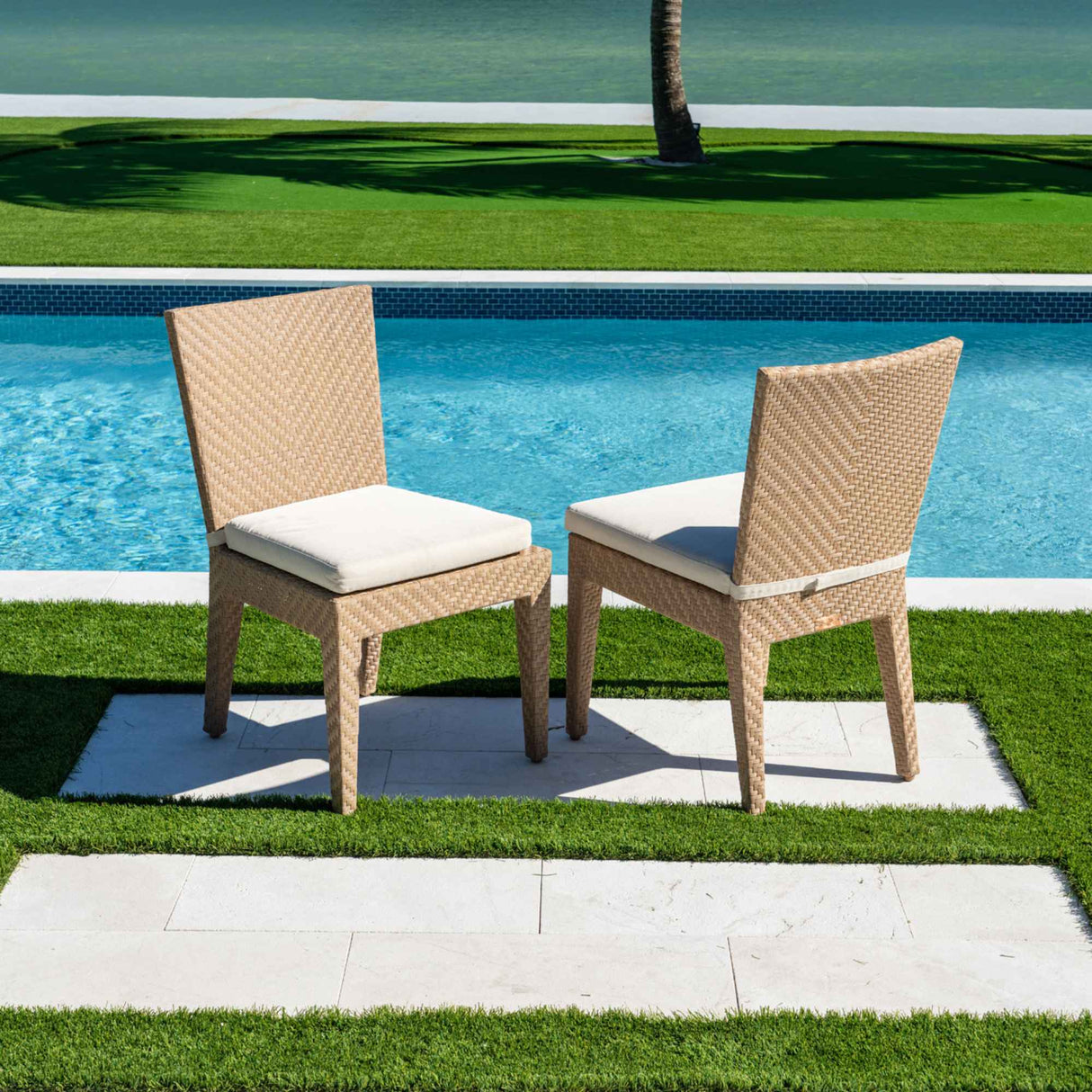 Austin Outdoor Dining Side Chairs with Cushions (Set of 2) Model PJO-3801-NAT-S-CUSH-SET2 by Panama Jack