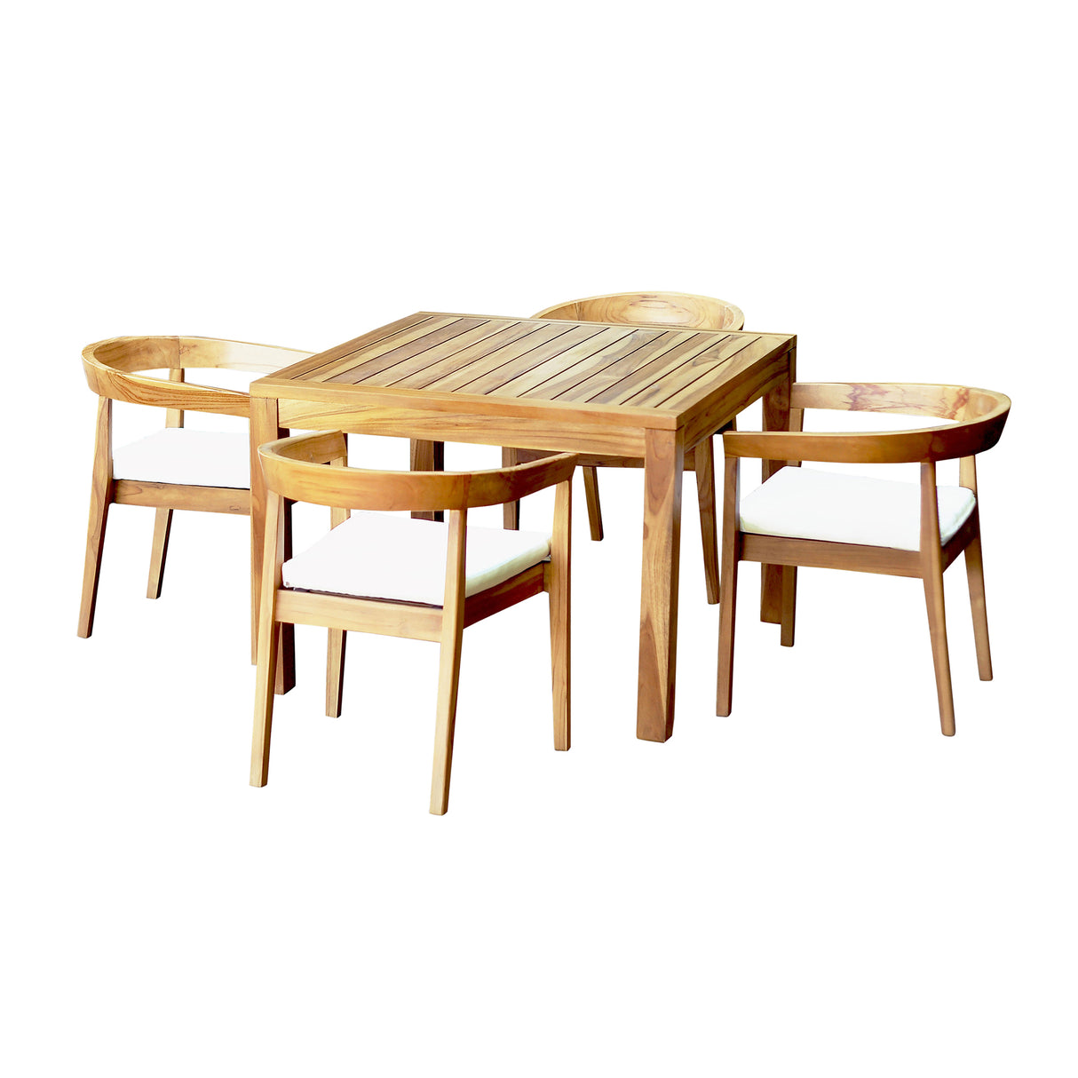 Bali Teak Outdoor 5-Piece Square Dining Table with Cushions Model PJO-3601-NAT-5DA-CUSH by Panama Jack