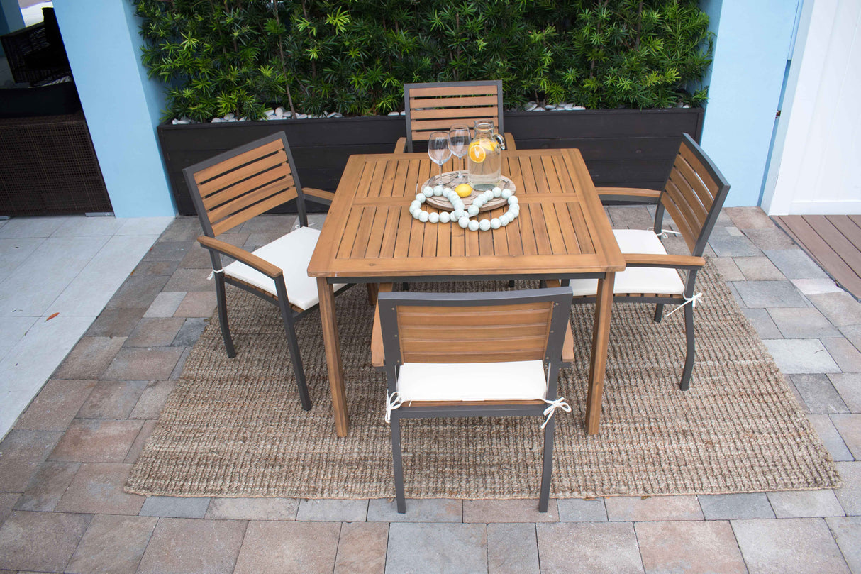 Boca Grande Outdoor 5-Piece Square Dining Set Model PJO-3201-GRY-5DA-CUSH by Panama Jack