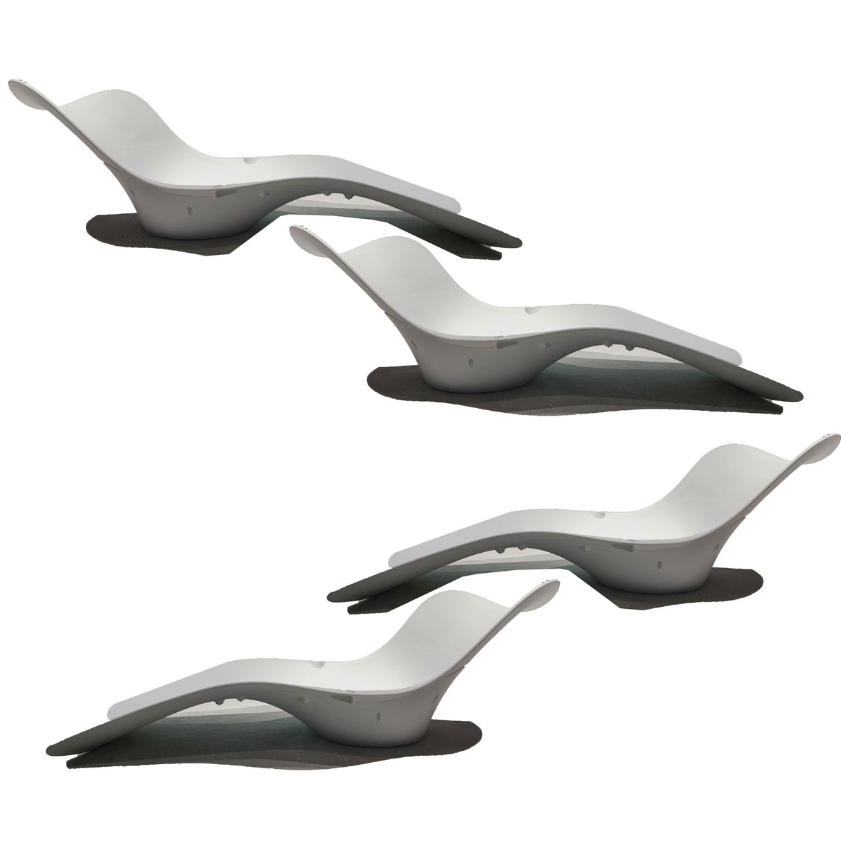 Panama Jack Set of 4 Wave In-Pool Chaise Lounger Model PJO-5300-WHT-4CL