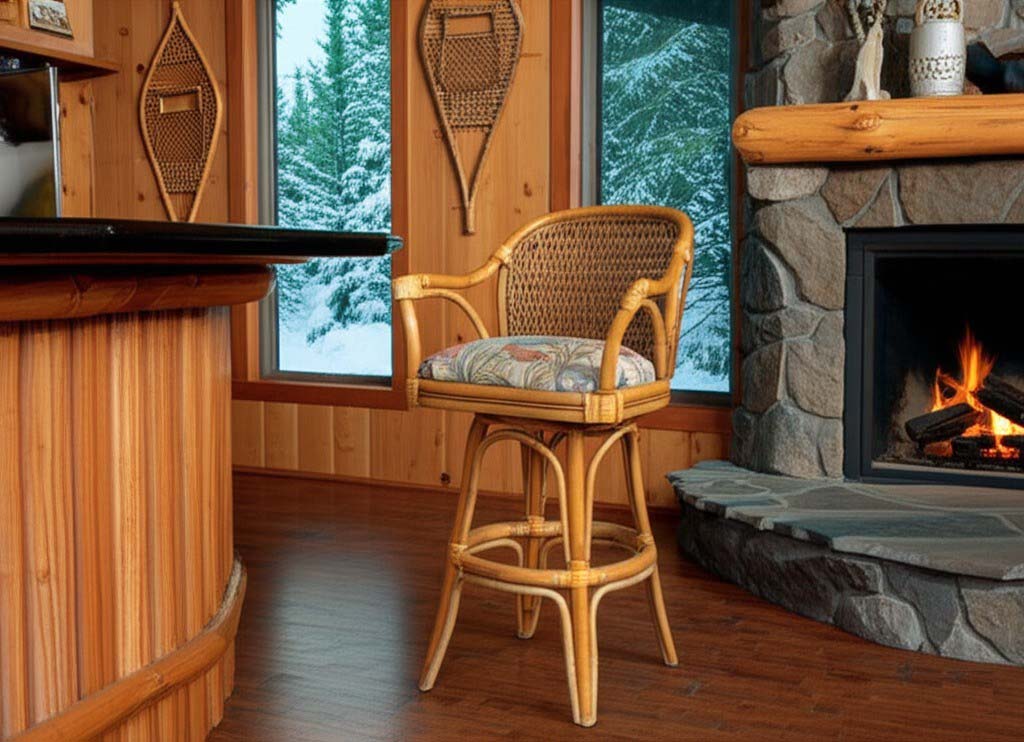 Panama Rattan Swivel Barstool Model PAN-101-30 by Alexander and Sheriden