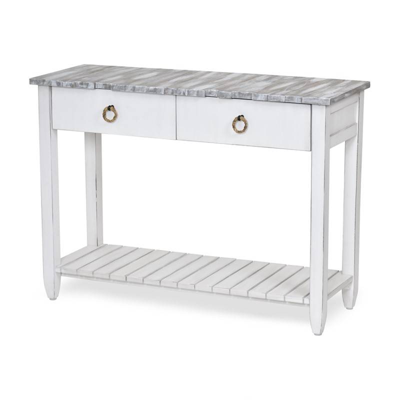 Picket Fence Rustic Distressed Grey White Console Table Model B78204-GREY/BLANC By Seawinds Trading
