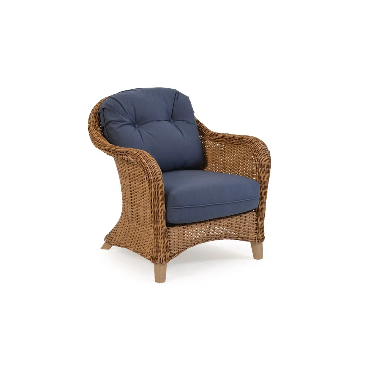 Pine Island Outdoor Wicker Club Chair in Nutmeg Model 651701NTMWTK – Choice of Cushions Made in the USA