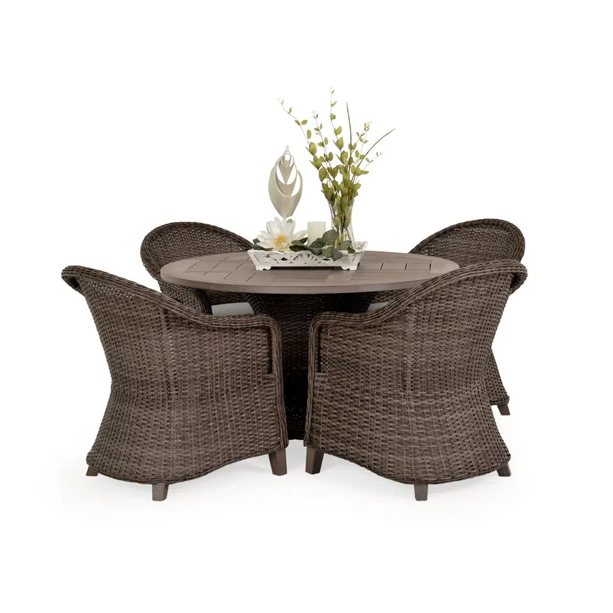 Pine Island Outdoor Wicker Dining Chair in Peppercorn Model 651710PPCVWN – Choice of Cushions Made in the USA