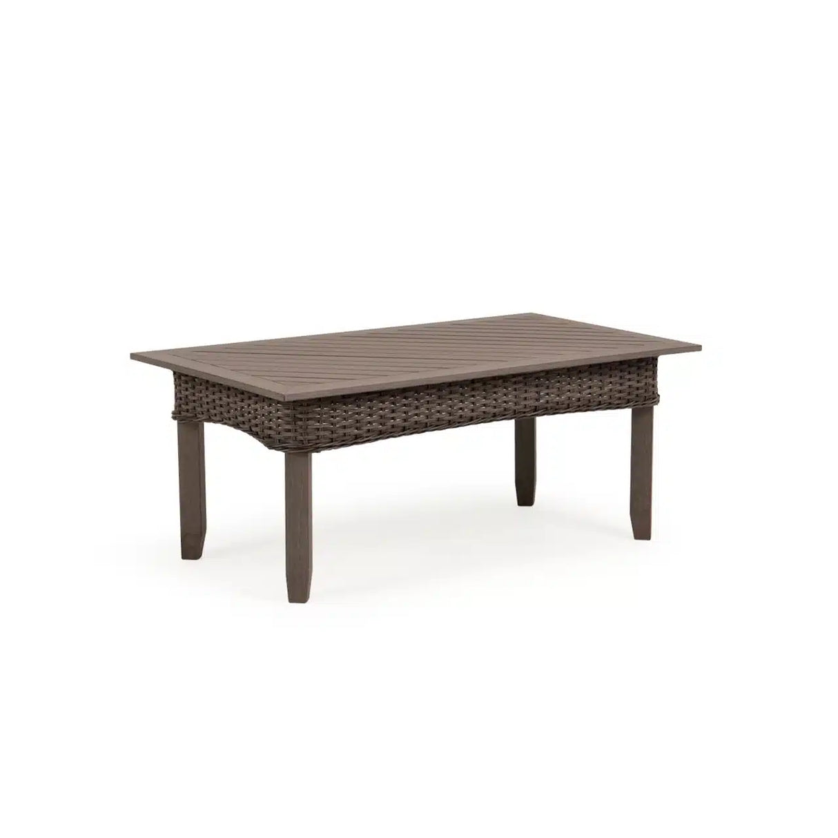 Pine Island Outdoor Wicker Rectangle Cocktail Table in Peppercorn Model 651729PPCVWN