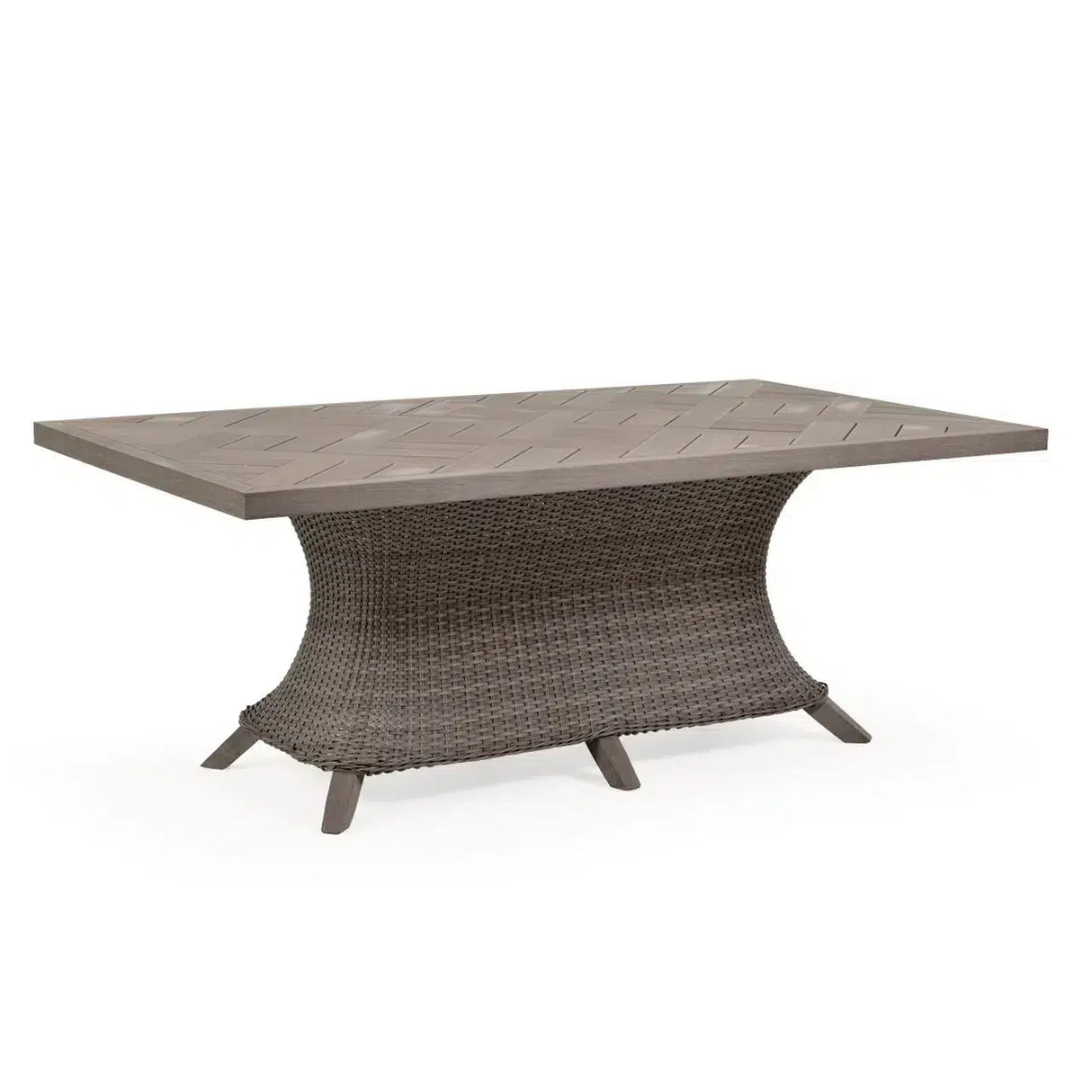 Pine Island Outdoor Wicker 42" x 75" Rectangle Dining Table in Peppercorn Model 65174601194072TPPCVWN