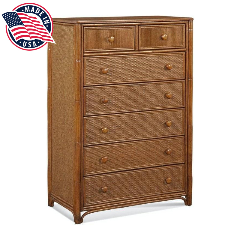 Summer Retreat Wicker and Rattan 7 Drawer Upright Chest Model 818-036 by Braxton Culler