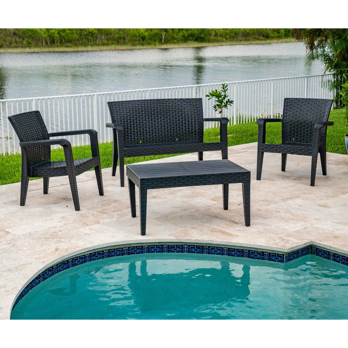 Alaska Outdoor 4-Piece Seating Set - Anthracite Model RBO-ALASKA-ANT-4PS by Rainbow Outdoor
