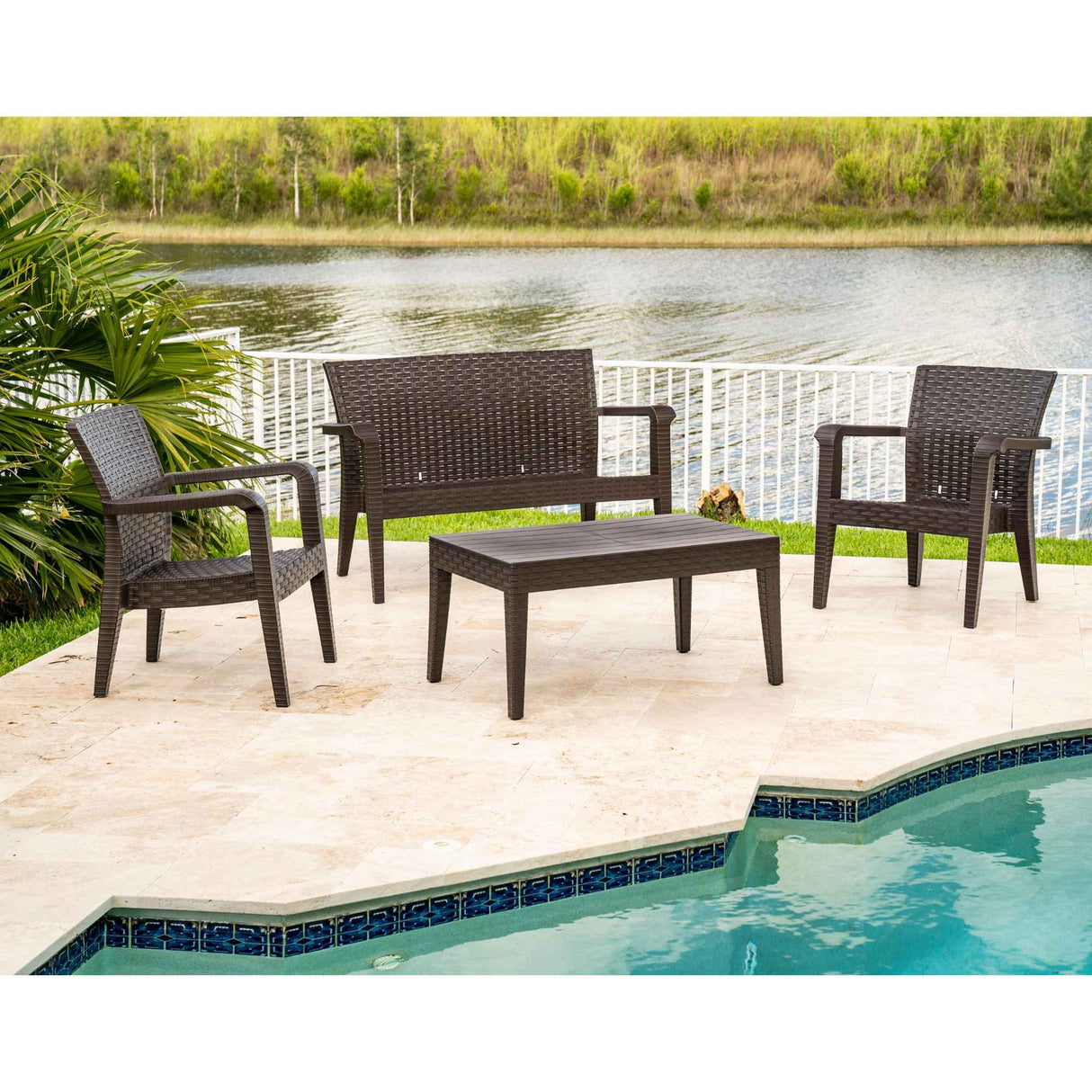 Alaska Outdoor 4-Piece Seating Set - Brown Model RBO-ALASKA-BRW-4PS by Rainbow Outdoor