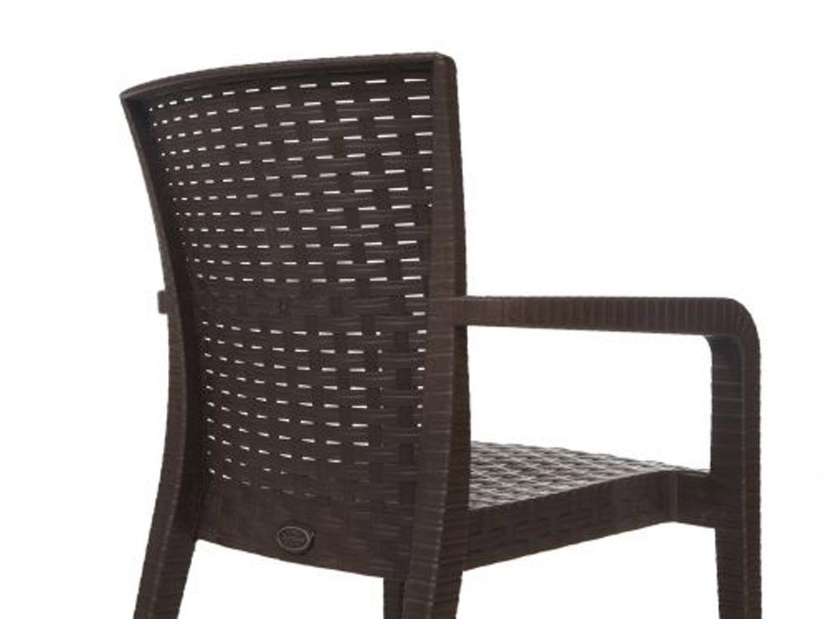 Alberta Set of 2 Stackable Armchairs – Brown Model RBO-ALBERTA-BRW-AC-SET2 by Rainbow Outdoor