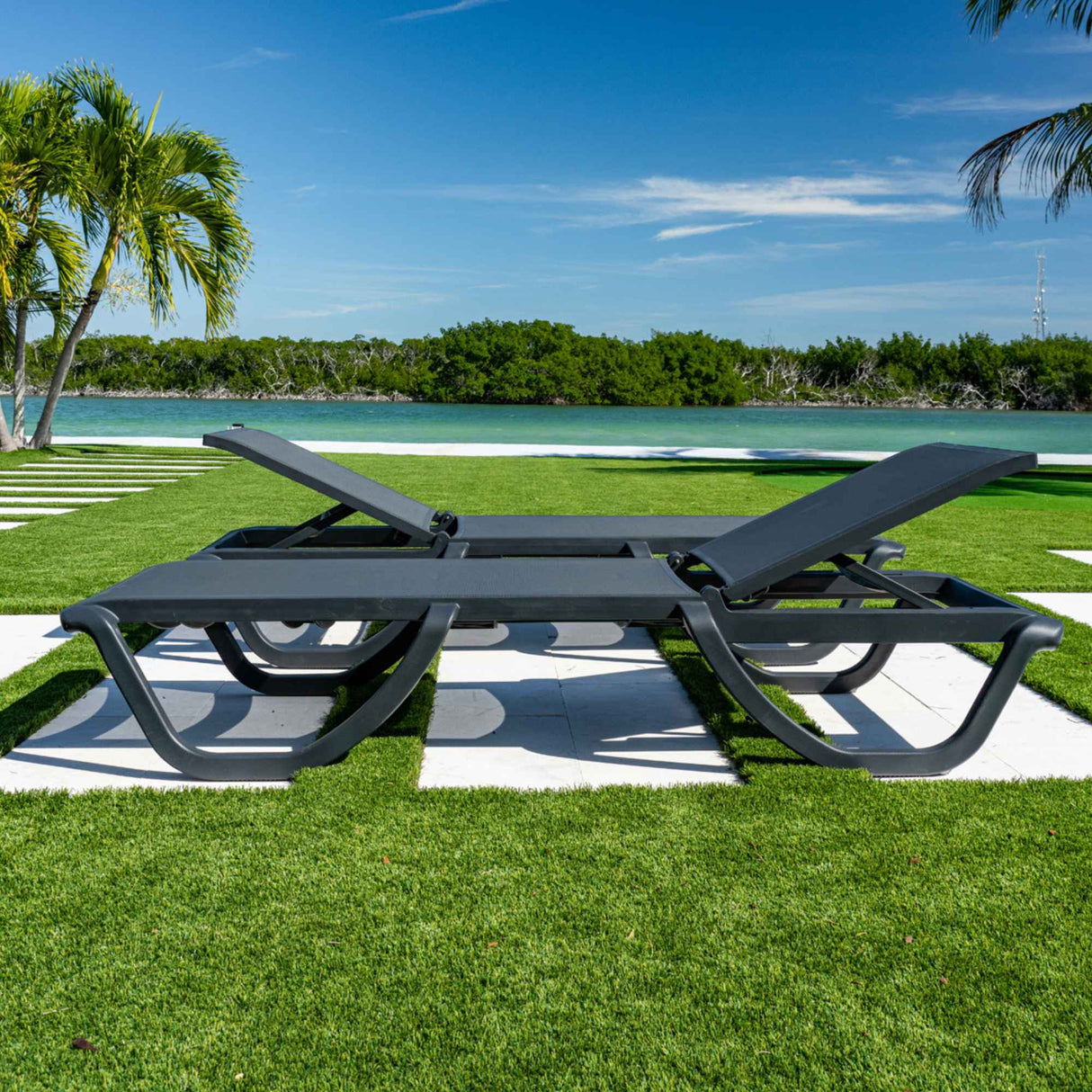Florence Outdoor Set of 2 Chaise Lounger - Anthracite Model RBO-FLORENCE-ANT-CL-SET2 by Rainbow Outdoor