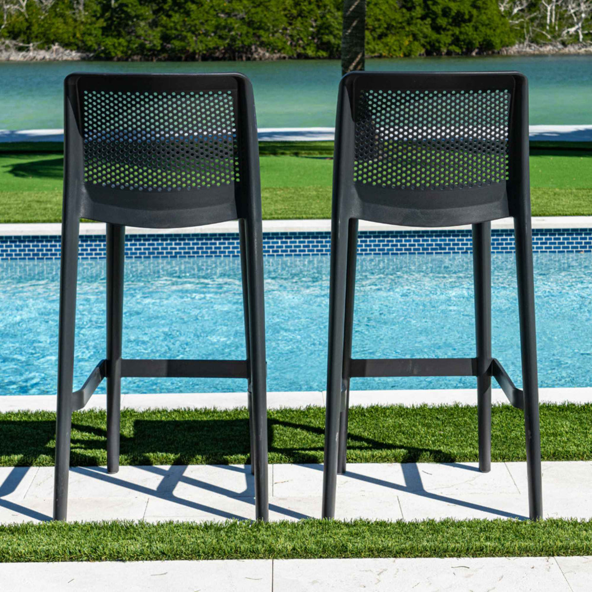 Lisa Outdoor Set of 2 Barstools - Anthracite Model RBO-LISA-ANT-BS-SET2 by Rainbow Outdoor