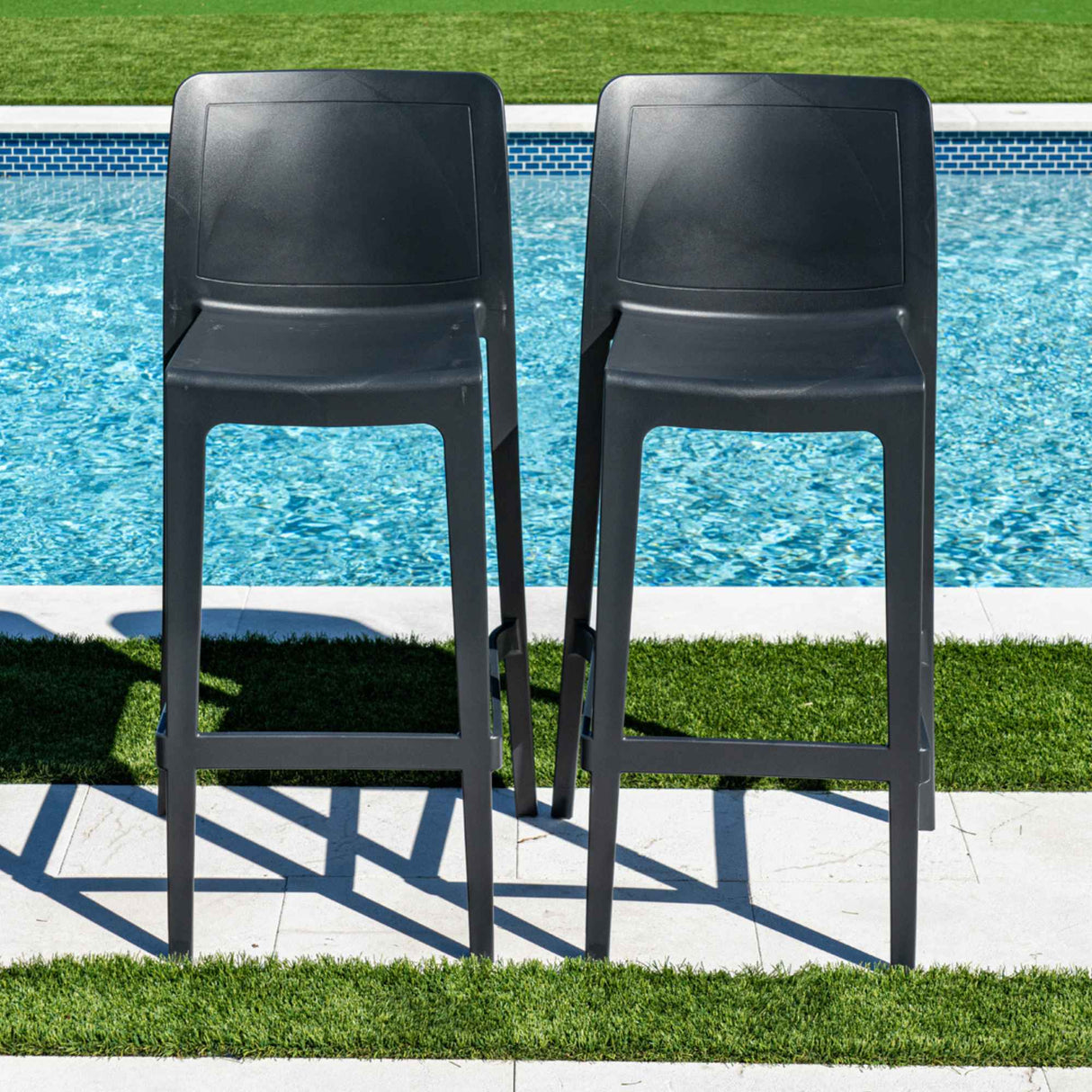 Luna Outdoor Set of 2 Barstools - Anthracite Model RBO-LUNA-ANT-BS-SET2 by Rainbow Outdoor