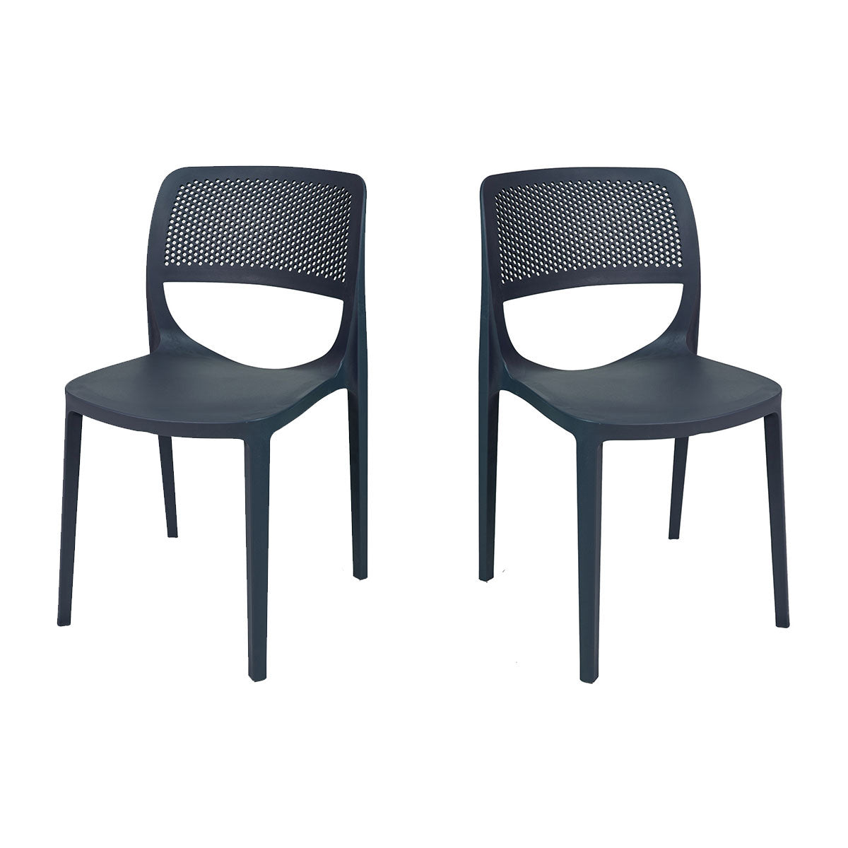 Mila Set of 2 Stackable Side Chairs - Anthracite Model RBO-MILA-ANT-SC-SET2 by Rainbow Outdoor