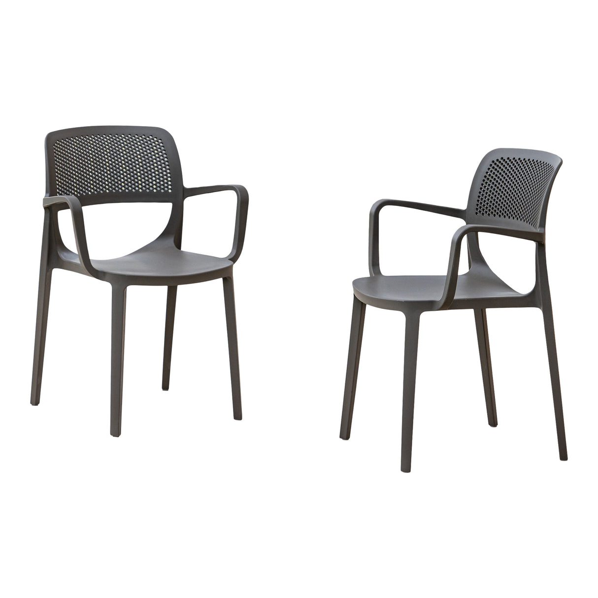 Mila Set of 2 Stackable Armchairs - Cappuccino Model RBO-MILA-CAP-AC-SET2 by Rainbow Outdoor