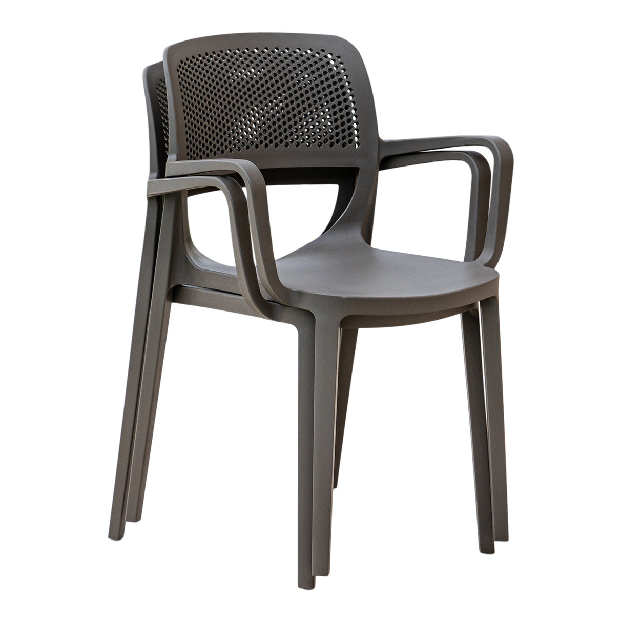 Mila Set of 2 Stackable Armchairs - Cappuccino Model RBO-MILA-CAP-AC-SET2 by Rainbow Outdoor