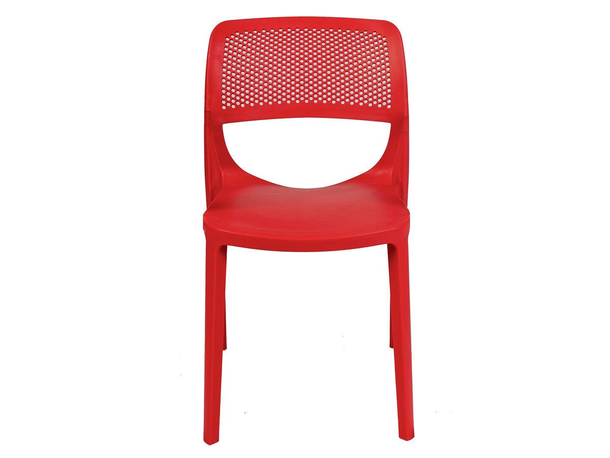 Mila Set of 2 Stackable Side Chairs - Red Model RBO-MILA-RED-SC-SET2 by Rainbow Outdoor
