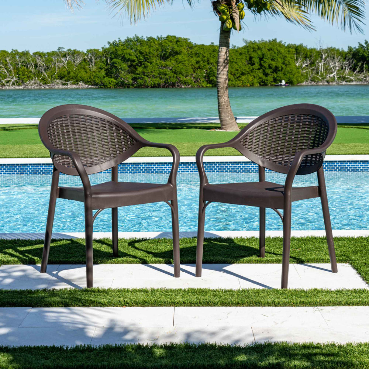 Mona Outdoor Set of 2 Armchairs Model RBO-MONA-BRW-SET2 by Rainbow Outdoor