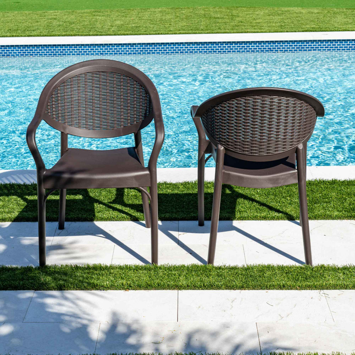 Mona Outdoor Set of 2 Armchairs Model RBO-MONA-BRW-SET2 by Rainbow Outdoor