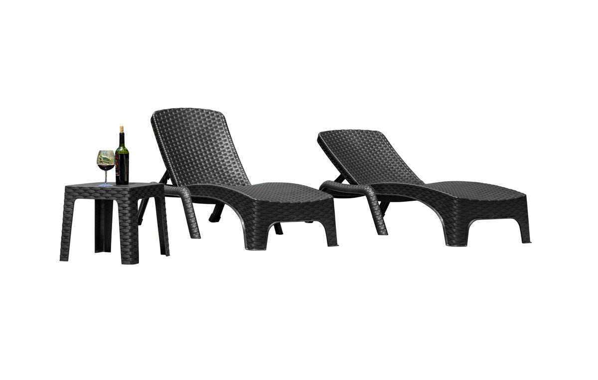 Roma 3-Piece Chaise Lounger Set – Anthracite Model RBO-ROMA-ANT-3CL by Rainbow Outdoor