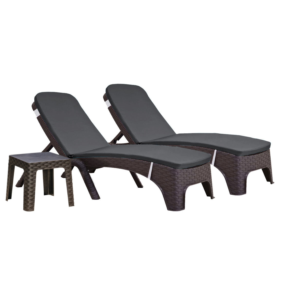 Roma 3-Piece Chaise Lounger Set w/cushion-Brown Model RBO-ROMA-BRW-3CL-CUSH by Rainbow Outdoor