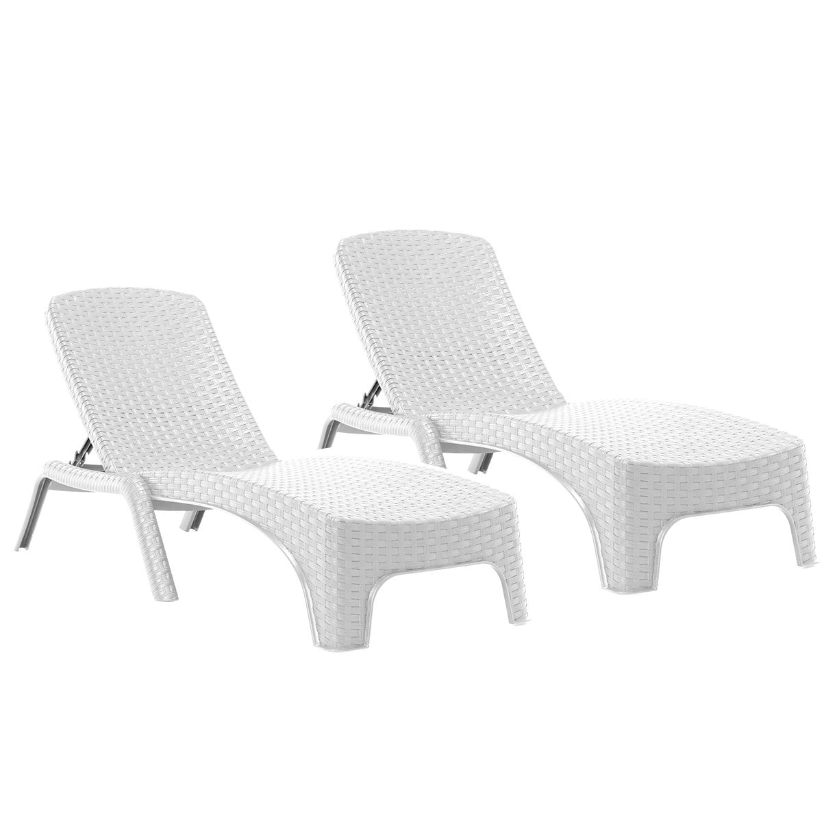 Roma Set of 2 Chaise Lounger-White Model RBO-ROMA-WHT-2CL by Rainbow Outdoor