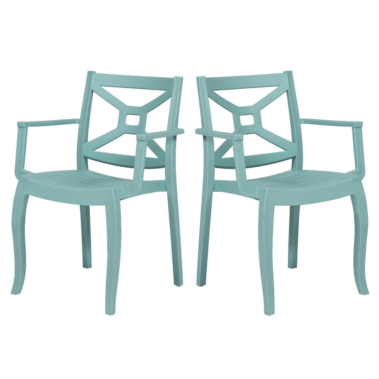 Zeus Set of 2 Stackable Armchair-Blue Model RBO-ZEUSBOX-BLU-AC-SET2 by Rainbow Outdoor