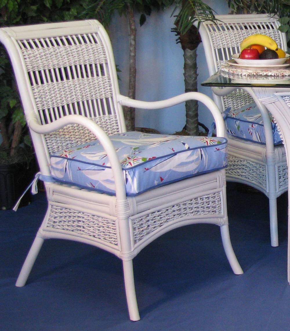 Regatta White Stain Dining Arm Chair Model RAC-W from Spice Island Wicker