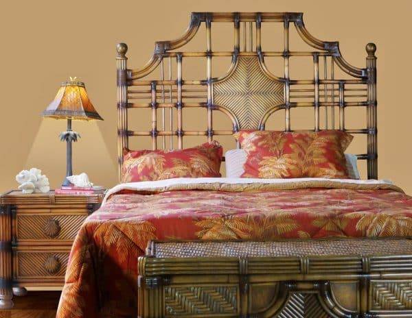 Royal Palm Wicker Rattan Queen Headboard RPQHB By Spice Island Wicker (Unable to ship alone – Must ship with at least 1 other item from same collection)