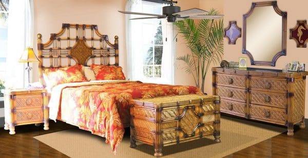 Royal Palm Wicker Rattan Queen Headboard RPQHB By Spice Island Wicker (Unable to ship alone – Must ship with at least 1 other item from same collection)