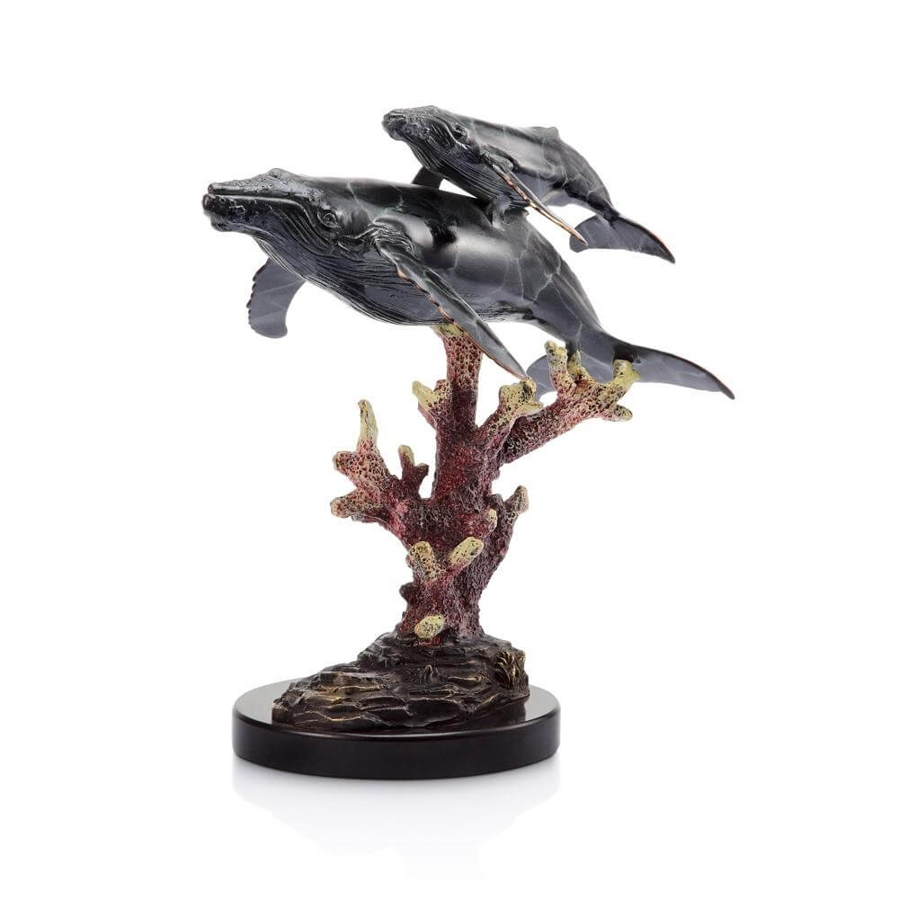 Red Whales Sculpture