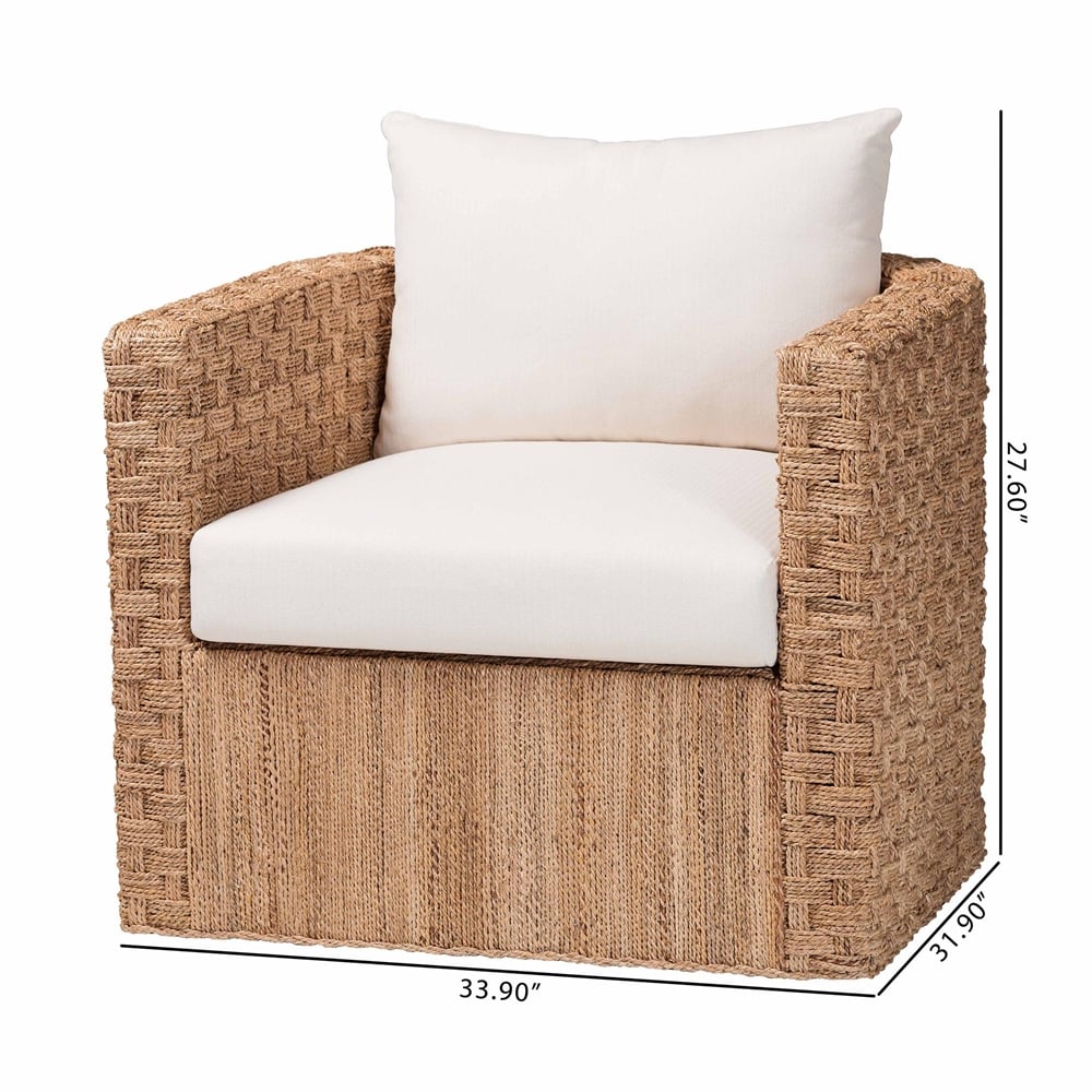 Rilos Bohemian Light Brown Seagrass Tuxedo Arm Chair by Wicker Fair