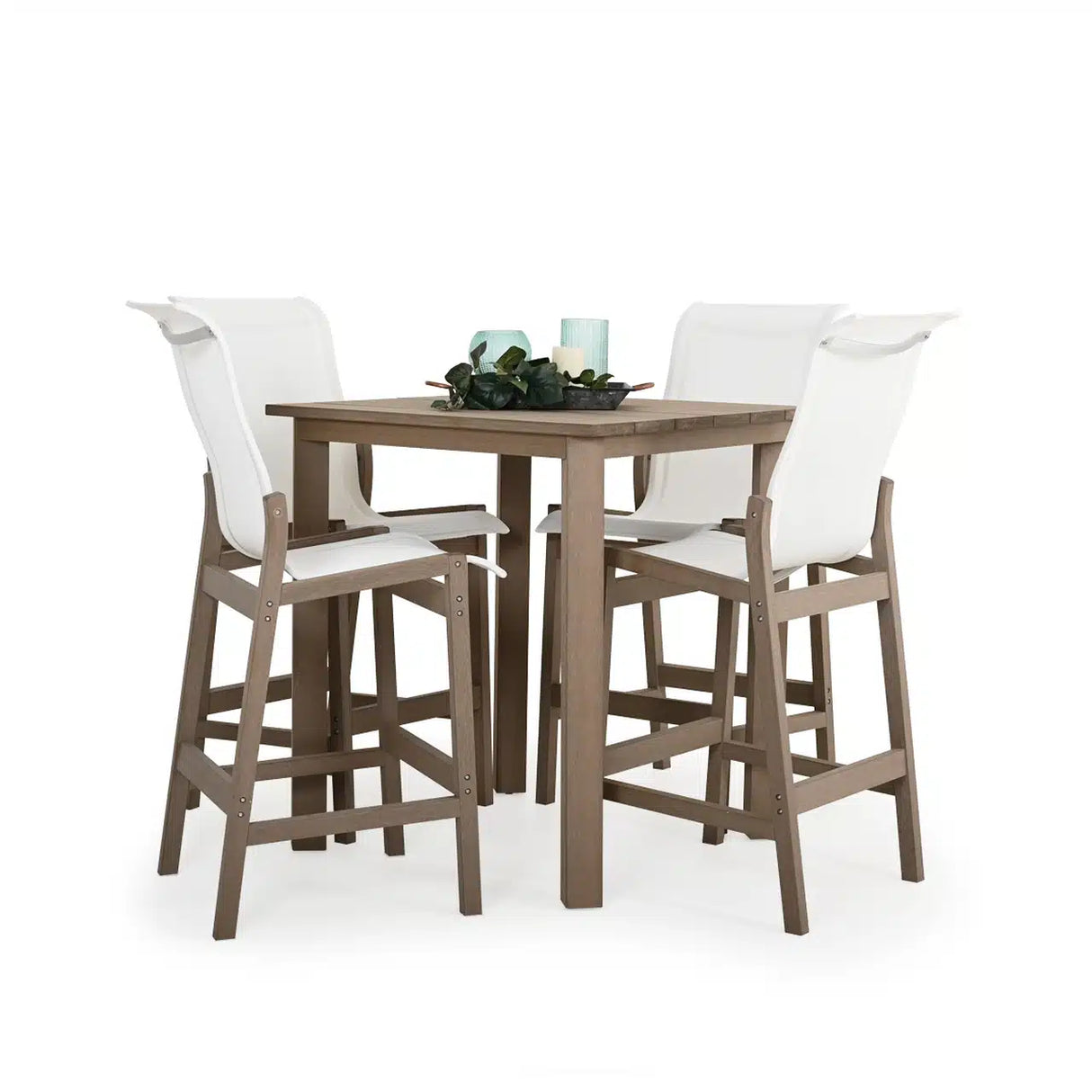Rodeo Beach Outdoor PoliSoul™ 5 Piece Sling Bar Set in Weathered Teak Model Rodeo-Beach-WTK-5PC-Bar