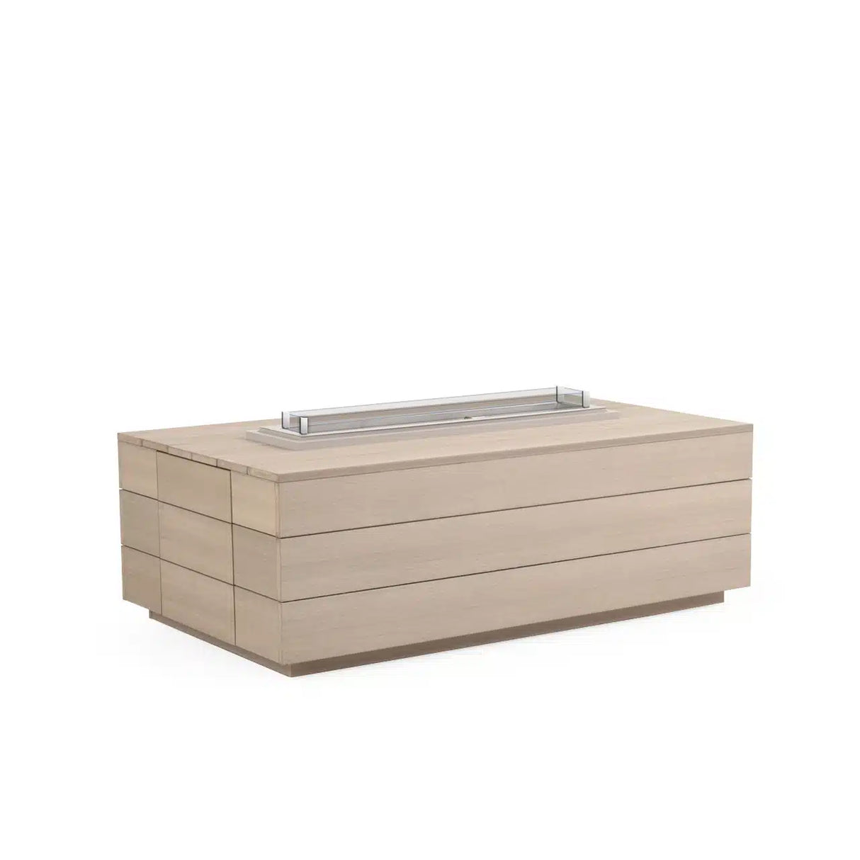 Rodeo Beach Outdoor PoliSoul™ Rectangle Fire Pit with Wind Guard in Weathered Teak Model FP52-3658RT