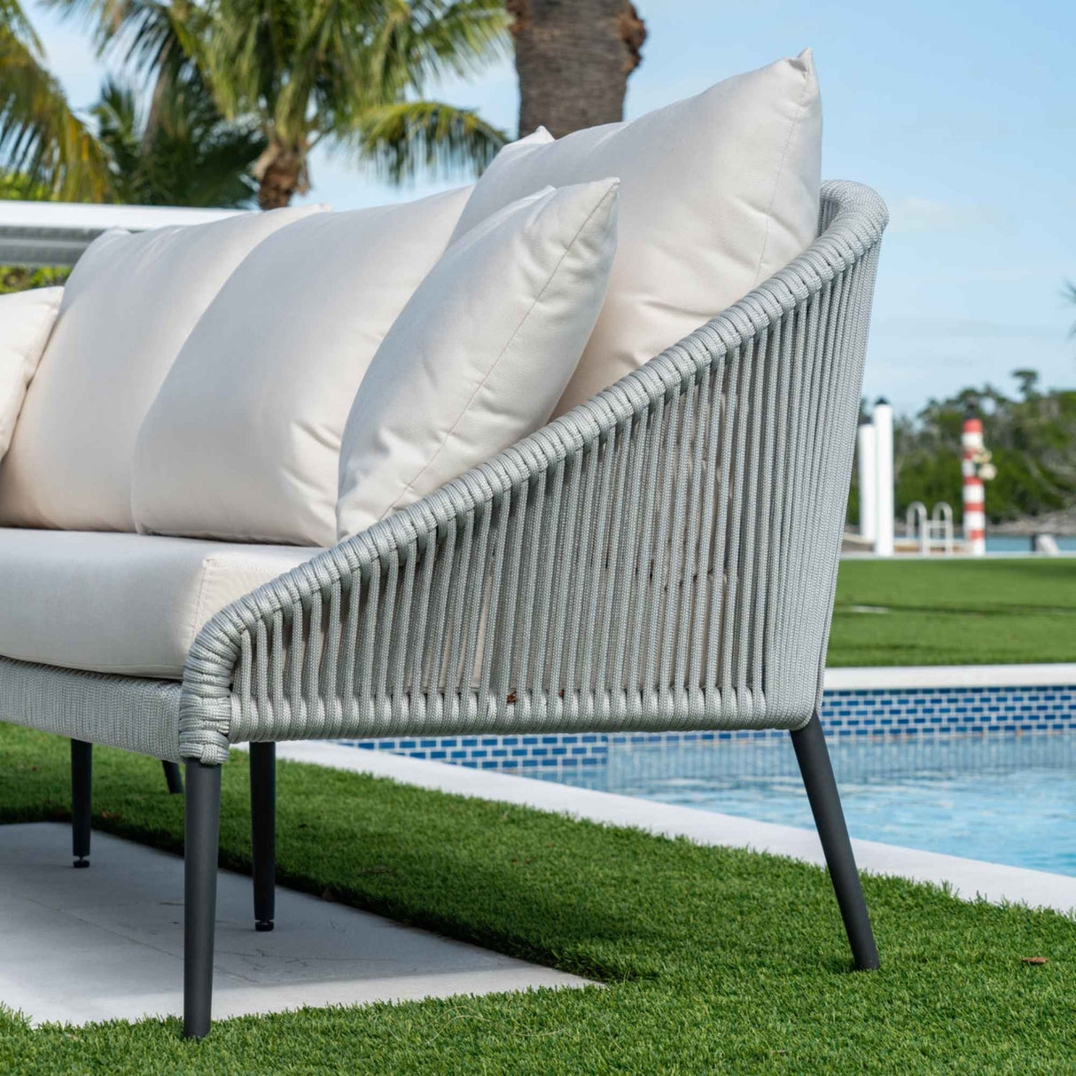 Rodona utdoor Sofa with Sunbrella Cushion Model 24173-BPR-CUSH by Skyline Design